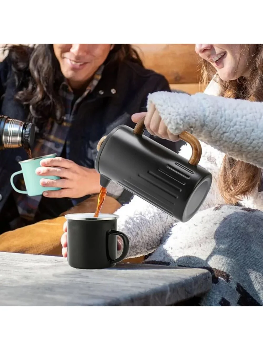 34oz Stainless Steel French Press Coffee Maker - Double Wall Insulated, Black